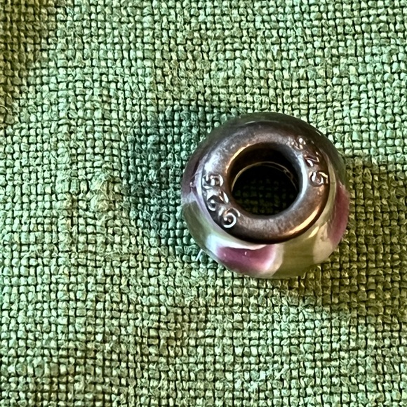 Pandora Murano glass charm, green with a pink and white swirl pattern, 1 of 5 - Picture 4 of 6